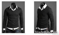 Free shipping!Cotton knit men's v-neck render unlined upper garment