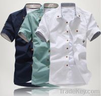 Free shipping! Men's small mushroom embroidery short sleeve shirt