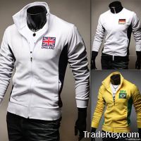 Men embroidered long-sleeved collar fleece jacket