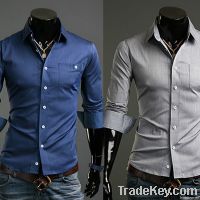 Wave shirt British fashion color all-match Mens Long Sleeve Shirt