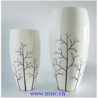Tree - painted white Bat Trang ceramic vase