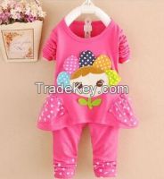 2015 hot sale girls clothing sets for spring and autumn season