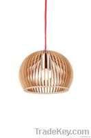 Hemispherical wood pendant lamp