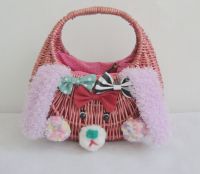 Promotional Natural Straw Beach Bag with cute decoration