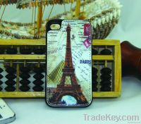 PU wallet flip cover case stand for apple iphone 4