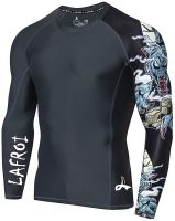 Custom Men's Compression Tops Water Sports Rashguard Swimming Surfing Anti UV Long Sleeve Platinum UPF 50+ Rash Guard for Men