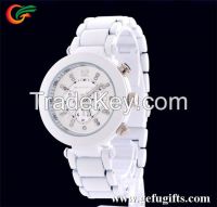 GF-FW-015 White Set Auger Three Needle Quartz Silicone Watches