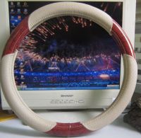 Car accessories interior decorations leather steering wheel cover with red wood