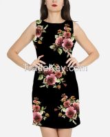 S16DR7- Flower Bouquet Print Shift Dress