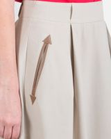 SSK407-Leather Pocket Plain Flare Maxi Skirt