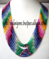 RUBY, EMERALD, SAPPHIRE & OTHER MULTI GEMSTONE BEADS NECKALCE STRANDS JEWELRY