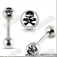 316L Steel Faded Black Triangle Logo Barbell Tongue Ring