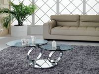 couple ring shape functional glass coffee table