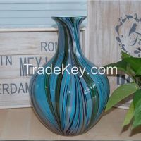 Hot Selling Wholesale Hand-blown Gorgeous Stripe Pattern Glass Vase