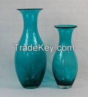Hand-blown Blue Decorative Glass Vase