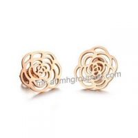 Fashion New Design 316L Stainless Steel Rose Gold Plated Stud Earrings Jewelry