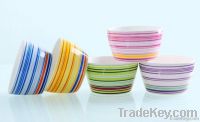 Promotional Ceramic Bowls With Colorful Lines