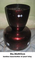 38XH43cm lacquer vase with mother of pearl inlay