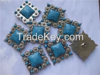 Square Berry Turquoise Conchos