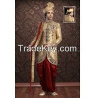 GOLDEN SHERWANI WITH DHOTI