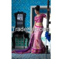 PINK NET WEDDING LEHENGA CHOLI