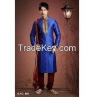 BLUE KURTA PAJAMA WITH PATCH WORK