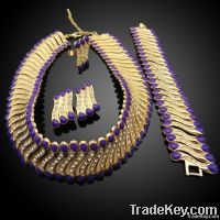 Europ fine purple rhinestone noble wedding golden jewelry set