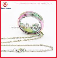 wholesale round locket with clear glass pendant neckalce