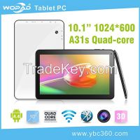 Cheap 10 inch tablet Android OS 4.4, A31s Quad-core, dual camera