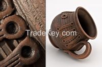 Ceramic tea cup, ceramic tea mug made of red clay.