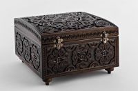 Carved wooden box for needlework