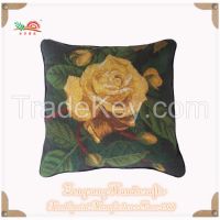 Beautiful Chinese Rose Flower Needlepoint Pillow