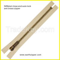 5#metal anti brass close end auto lock zipper for garment