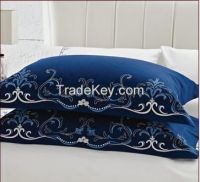 flash blue embroider pillow case