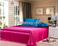 rose red silk bed sheet