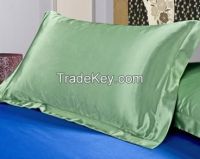 green silk pillow case