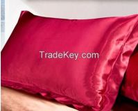 red silk pillow case