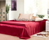 red silk bed sheet
