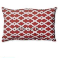 rectangular red geometric throw pillow