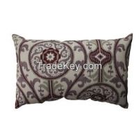 rectangular purple and cranberry suzani damask throw pillow
