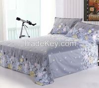 gray floral 100% cotton bed sheet