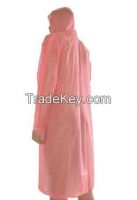 Pink adults long waterproof translucent pvc raincoat