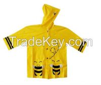 Clear Colorful Hooded Children Raincoat PVC