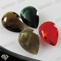 synthetic faceted fancy colored glass gemstone pear shape 9X11mm