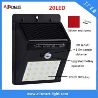 IP65 PIR solar lights Motion Sensor 20LED 300lumens 4W landscaping Solar Garden lamp Decor Exterior Black Outdoor wall mount solar lighting