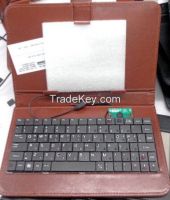 2014  creative style brown leather  keyboard best tablet PC keyboard