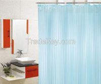 100% Printed High Quality Bathroom Polyester Striped Hotel Hookless Shower Curtain