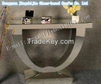 GLASS FURNITURE, U-SHAPED MODERN  MIRRORED ART TEA TABLE