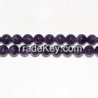 China Wholesale Plain Round Natural Gem Stone Purple Amethyst Beads SP2654