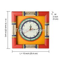 ExclusiveLane Warli Handpainted Clock 10*10 Inch Yellow